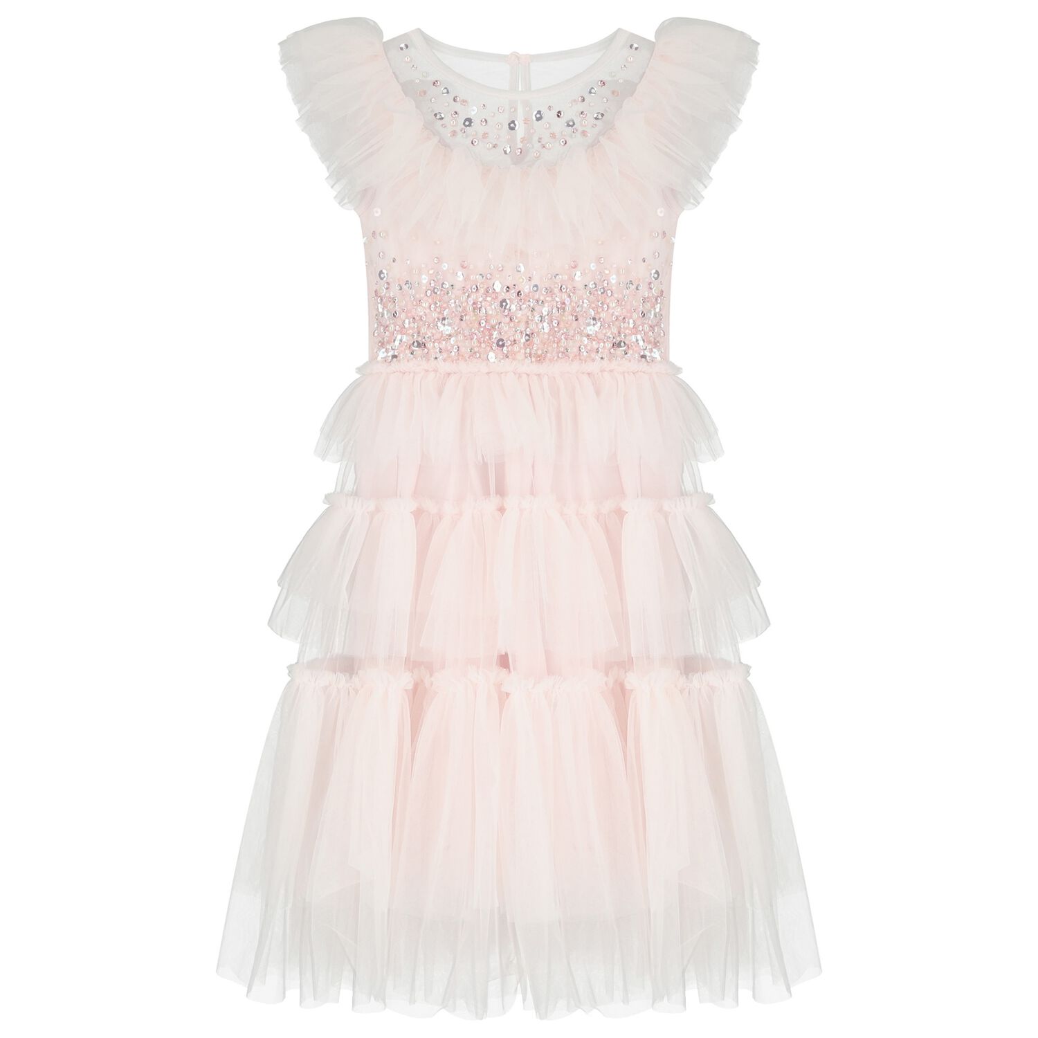 Girls Pink Tulle Embellished Dress, 1, hi-res