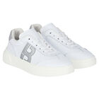 Girls White Logo Trainers, 1, hi-res