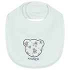 Baby Boys Blue Teddy Bear Logo Bib, 2, hi-res