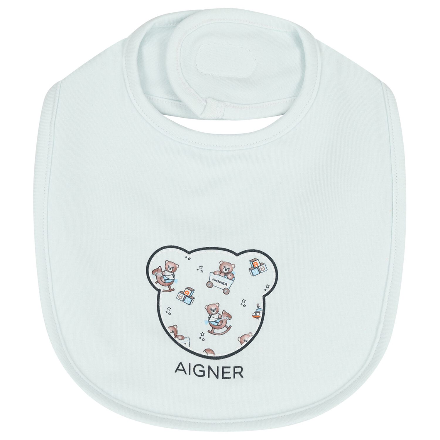 Baby Boys Blue Teddy Bear Logo Bib, 2, hi-res