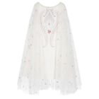Girls Ivory Flower Cape Tulle Dress , 1, hi-res