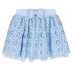 Girls Blue Lace Bow Skirt, 1, hi-res