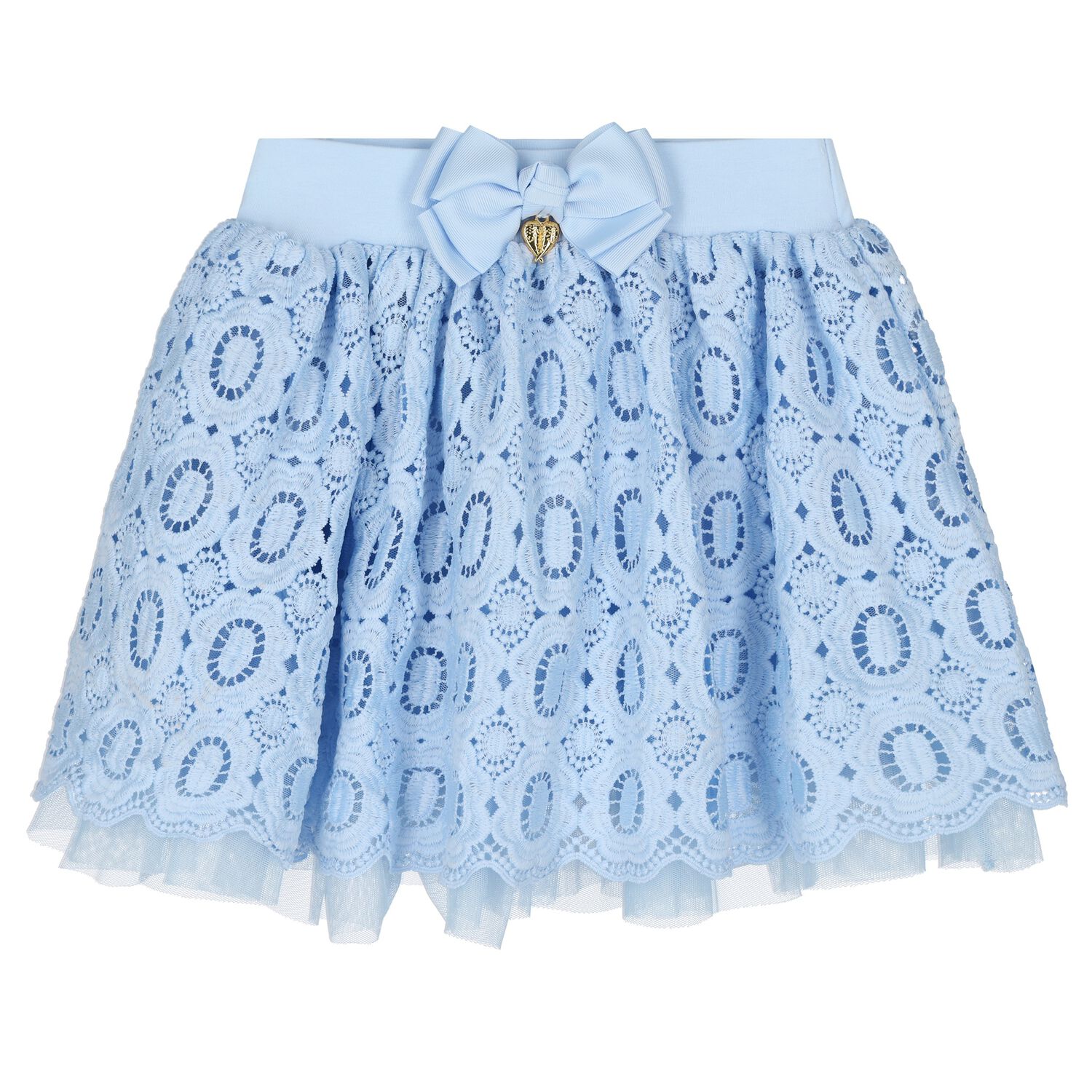 Girls Blue Lace Bow Skirt, 1, hi-res image number null