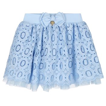Girls Blue Lace Bow Skirt