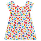 Girls White Polka Dot Dress, 1, hi-res