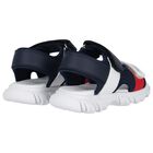 Boys White, Blue & Red Logo Sandals, 2, hi-res