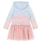 Girls Blue & Pink Embellished Hooded Dress, 1, hi-res