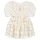 Girls Ivory Flower Organza Dress, 1, hi-res