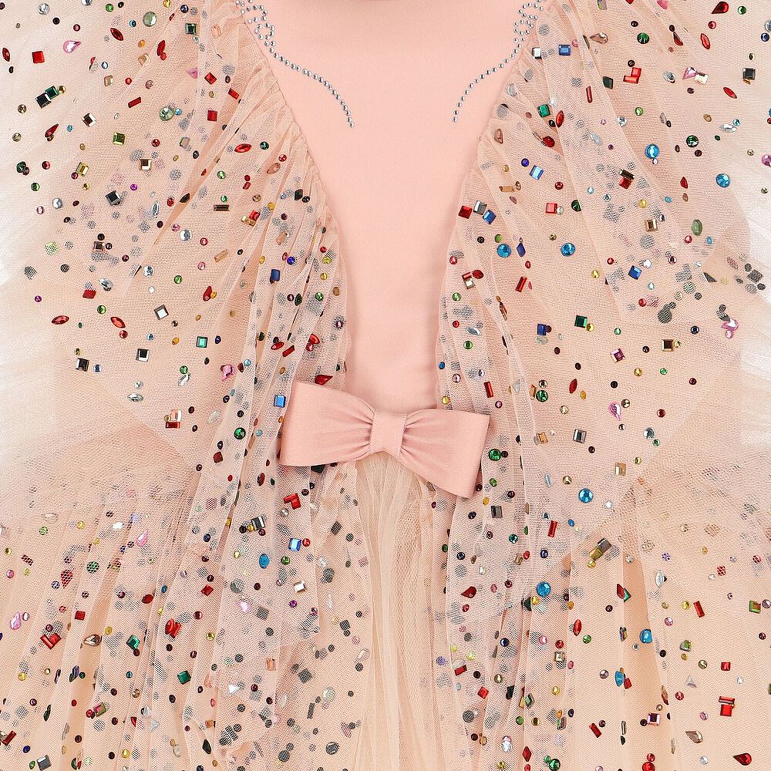 Girls Pink Embellished Tulle Dress, 1, hi-res image number null