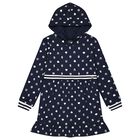 Girls Navy Blue Logo Hooded Dress, 1, hi-res