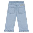 Younger Girls Blue Denim Trousers, 1, hi-res