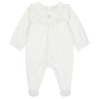 Baby Girls White Logo Ruffled Babygrow, 1, hi-res