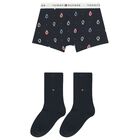 Boys Navy Blue Logo Underwear Set, 1, hi-res