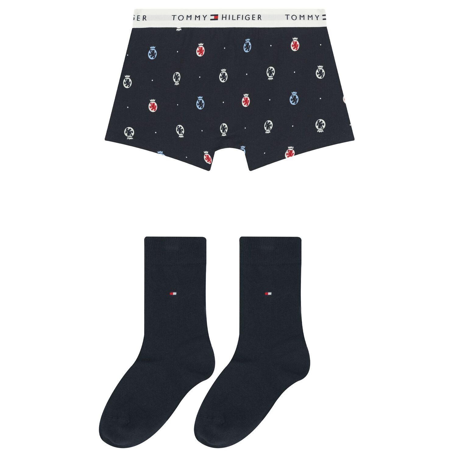 Boys Navy Blue Logo Underwear Set, 1, hi-res