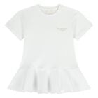 Younger Girls White Logo Dress, 1, hi-res