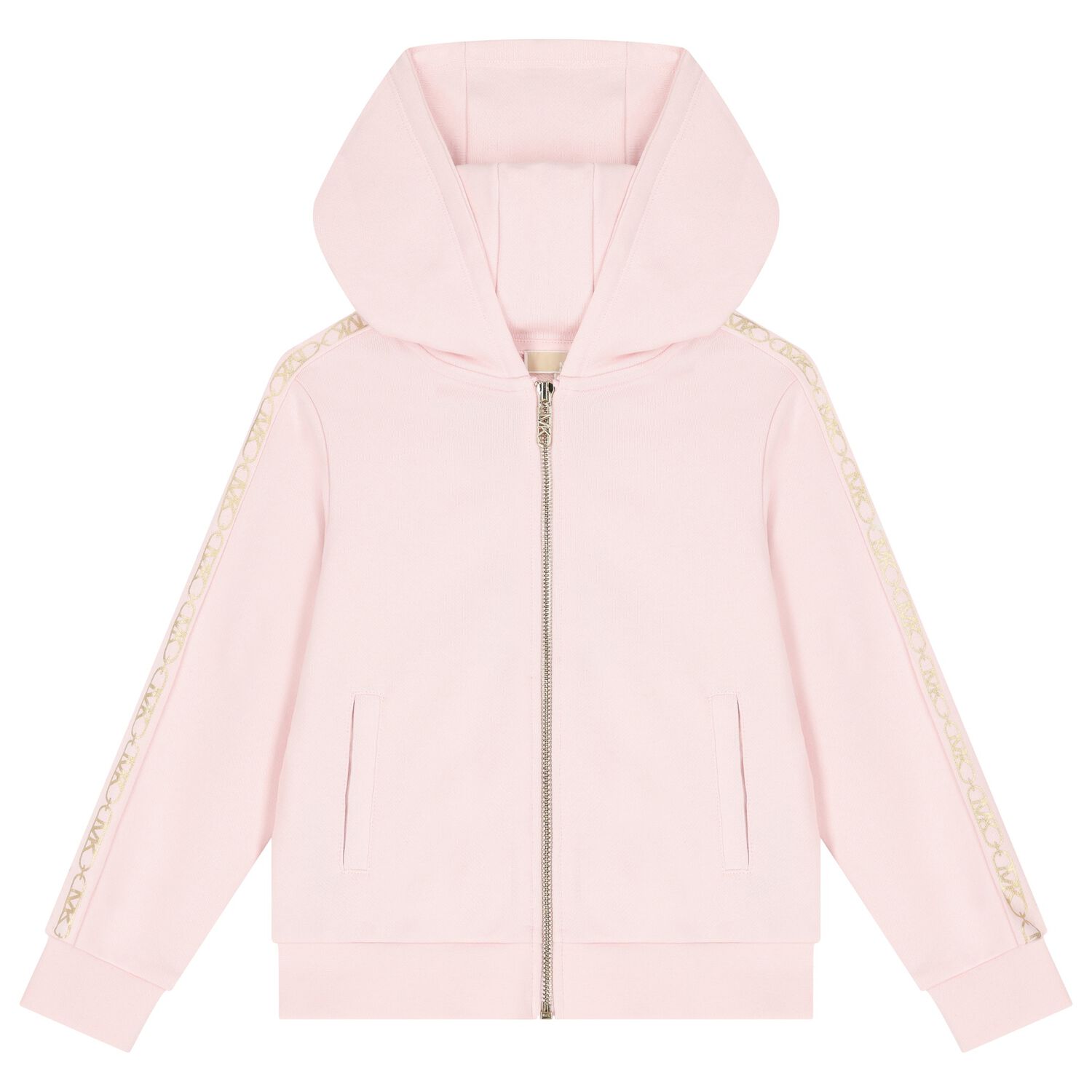 Girls Pink Logo Hooded Zip Up Top, 1, hi-res image number null