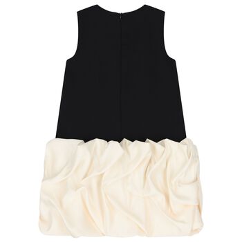 Girls Black & Ivory Ruffle Hem Dress
