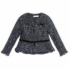 Girls Blue Tweed Jacket, 1, hi-res