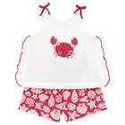 Younger Girls Ivory & Red Crab Shorts Set, 1, hi-res
