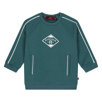 Younger Boys Green Logo Sweatshirt