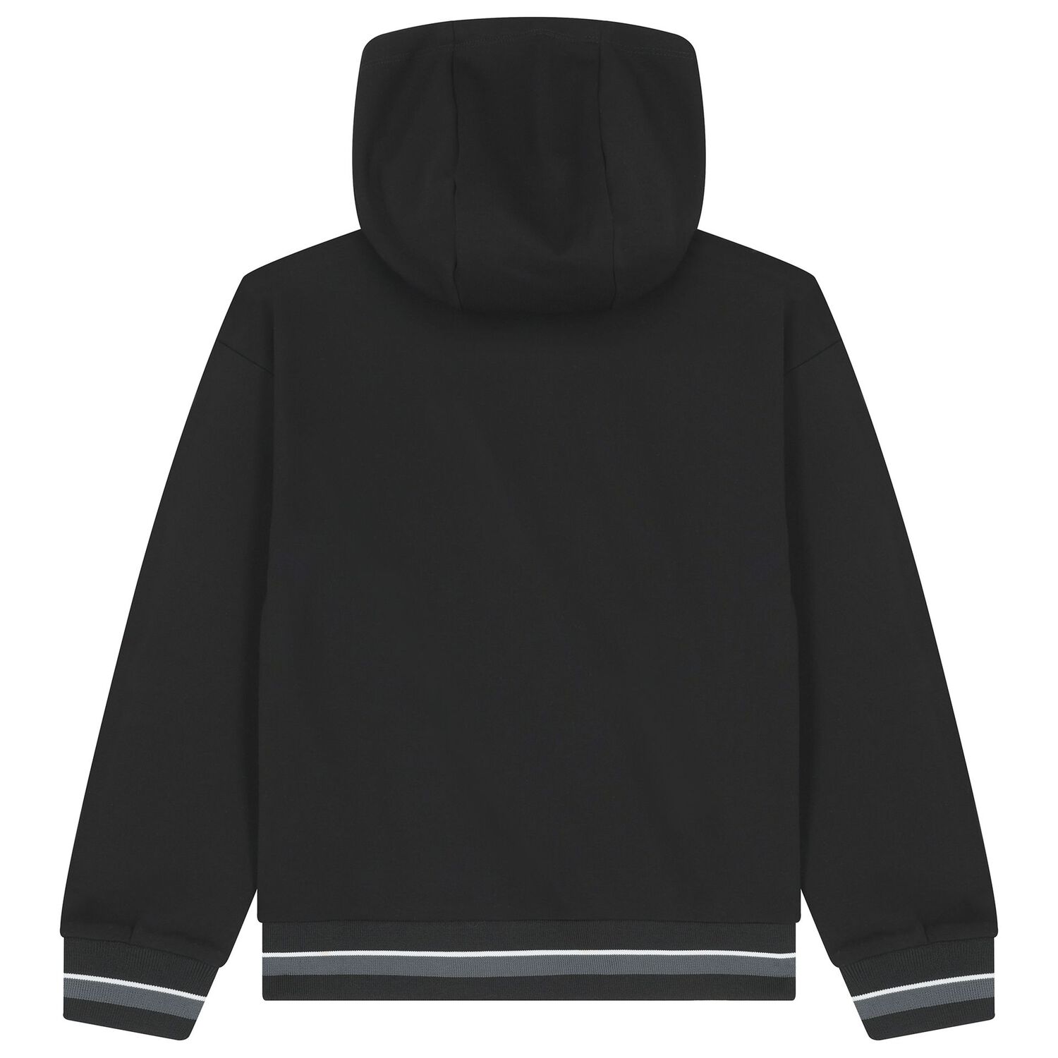 Boys Black Logo Hooded Zip Up Top, 1, hi-res