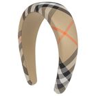 Girls Beige Check Headband, 1, hi-res