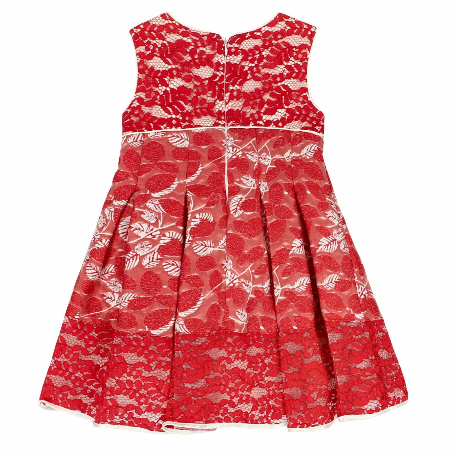 Girls Red Embellished Dress, 1, hi-res