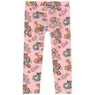 Younger Girls Pink Floral & Logo Leggings, 1, hi-res