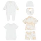 White & Beige Geo Map Babygrow Gift Set, 1, hi-res