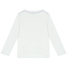 Boys White Logo Long Sleeve Top, 1, hi-res