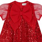 Girls Red Chiffon & Tulle Sequin Dress, 2, hi-res