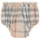 Baby Girls Pale Beige Check Dress Set, 1, hi-res