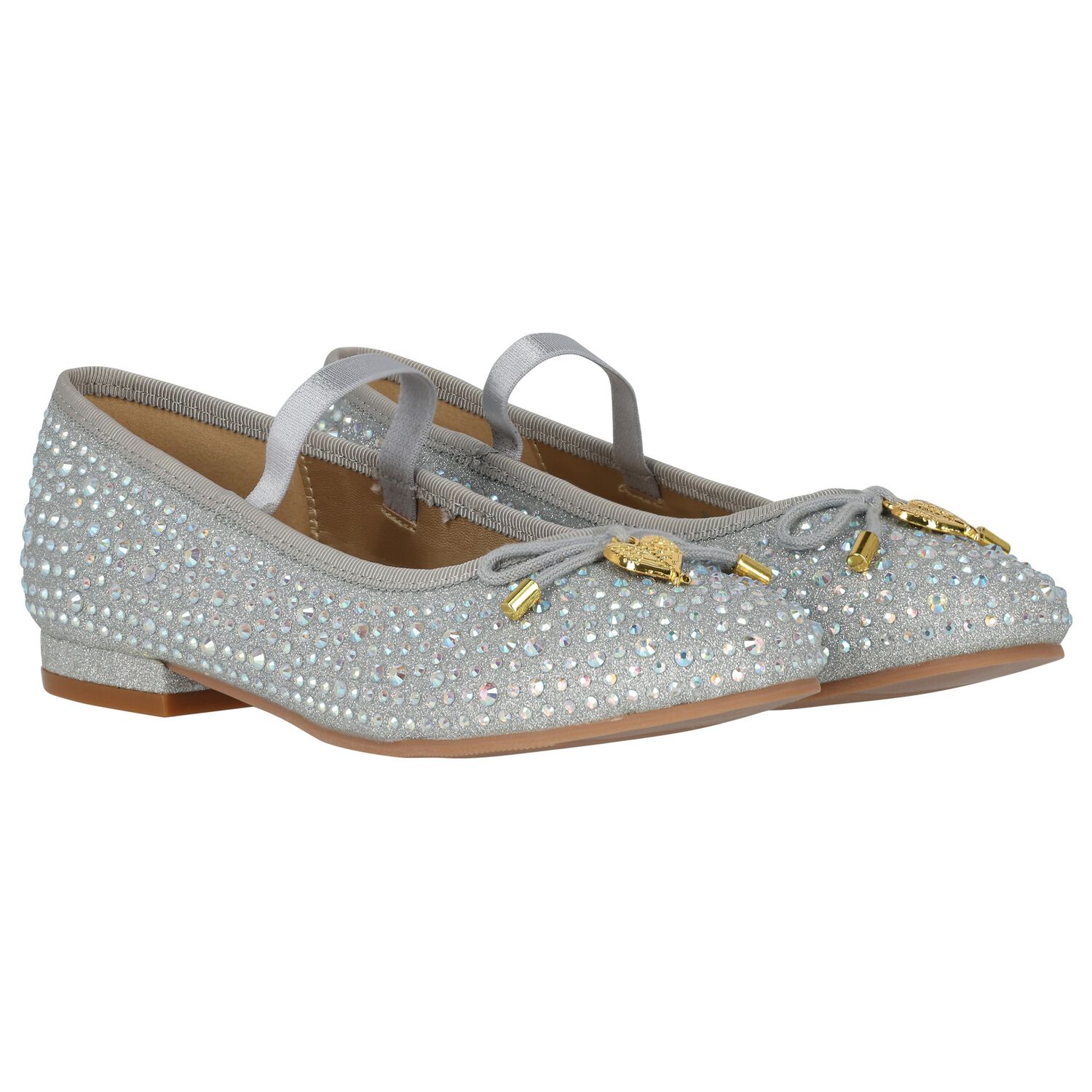 Girls Silver Bow Shoes, 2, hi-res image number null