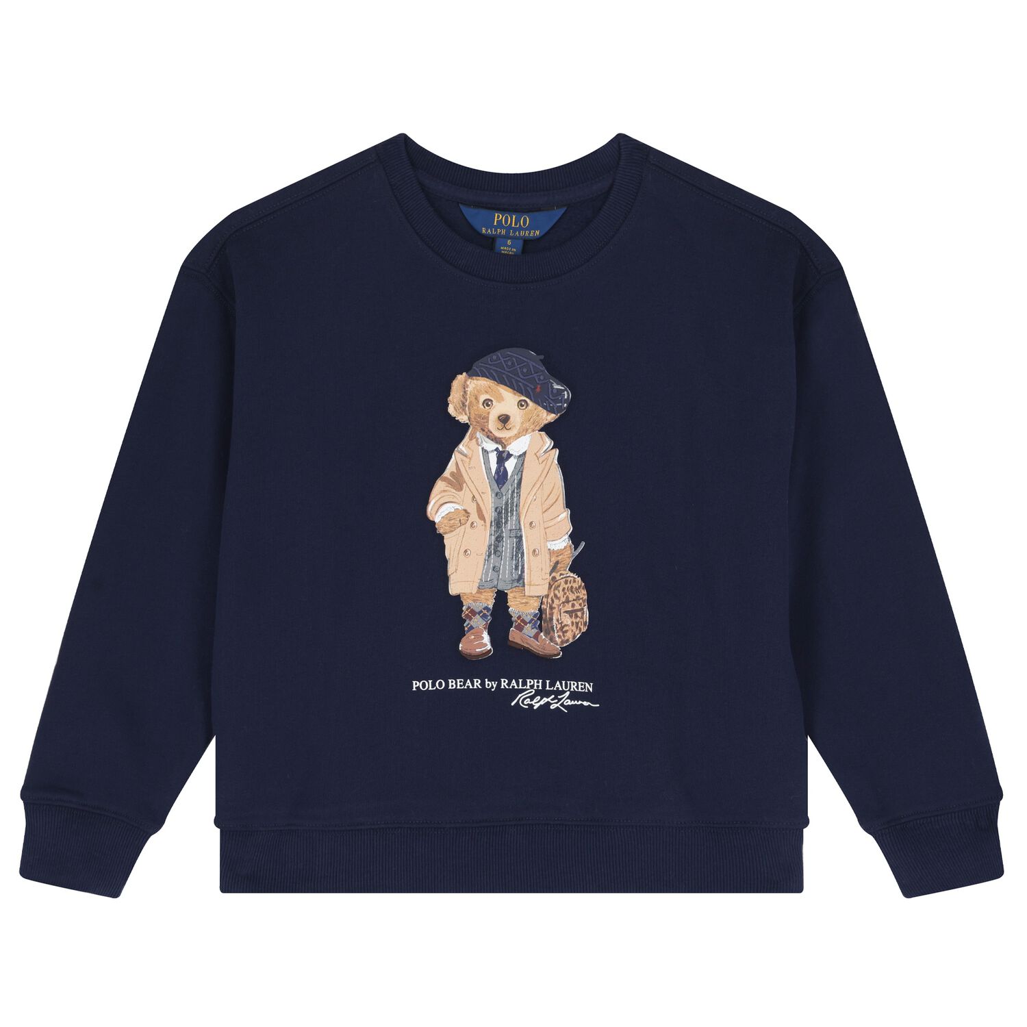 Girls Navy Blue Polo Bear Logo Sweatshirt, 1, hi-res image number null