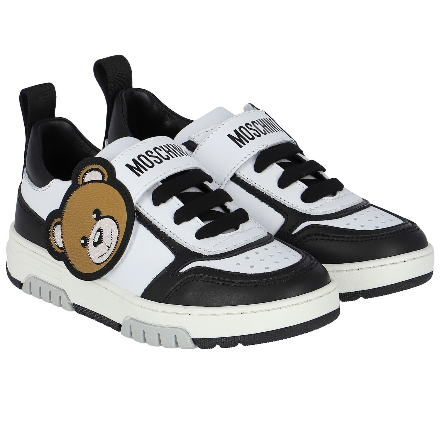 Black & White Teddy Bear Trainers, 1, hi-res image number null
