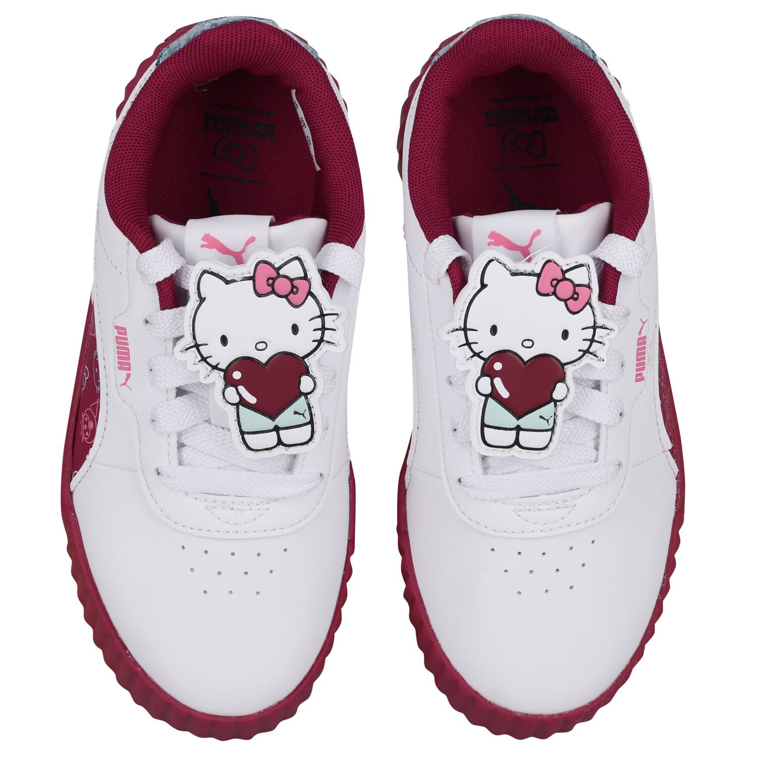 Girls White & Burgundy Hello Kitty Trainers, 1, hi-res