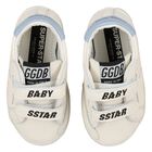 Ivory & Blue Leather Baby Pre Walker Shoes Set, 1, hi-res