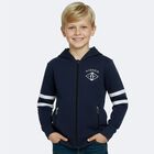 Boys Navy Blue Logo Hooded Zip Up Top, 1, hi-res