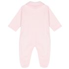 Baby Girls Pink Lace & Bow Babygrow, 2, hi-res