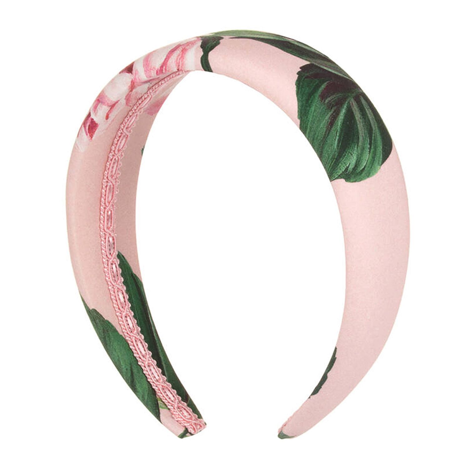 Girls Pink Floral Padded Headband, 1, hi-res