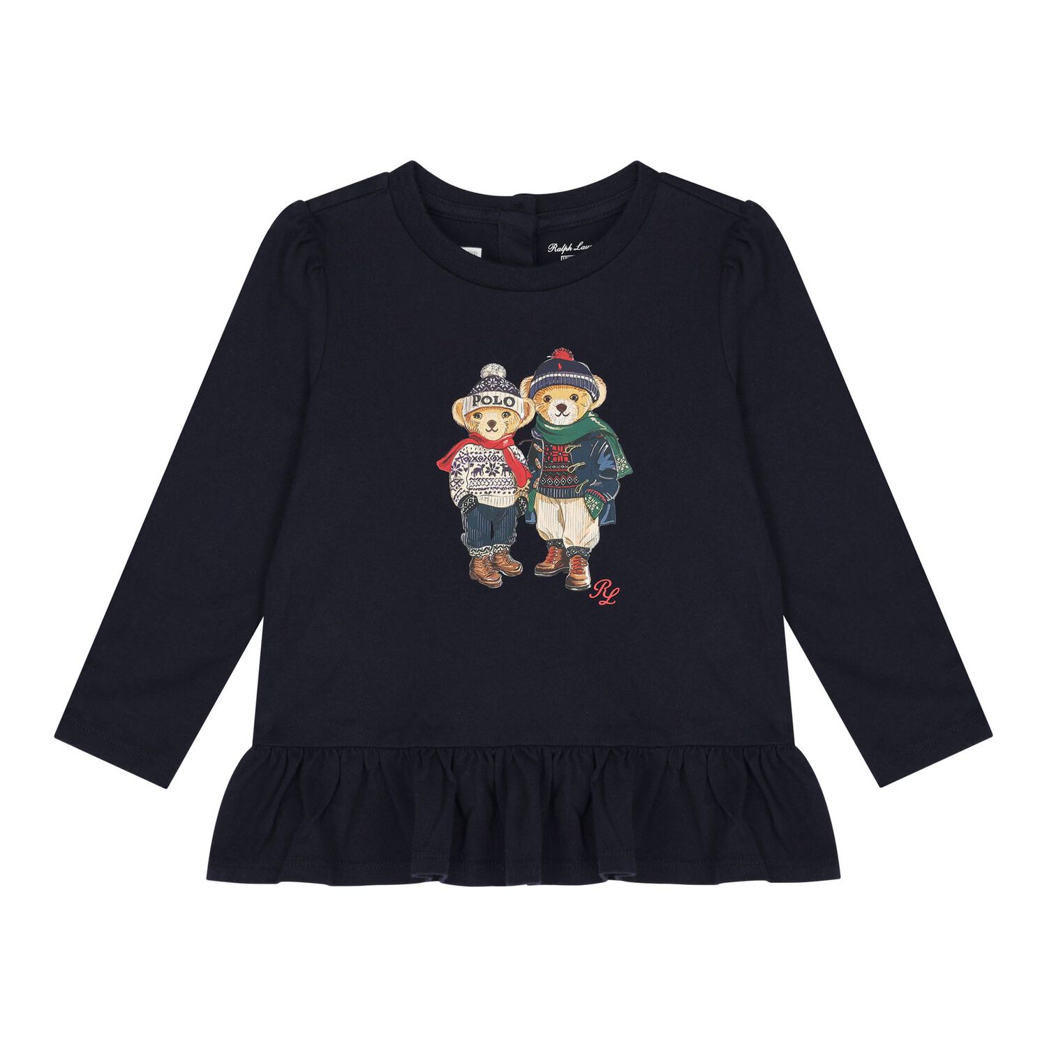 Baby Girls Navy Blue & Ivory Polo Bear Leggings Set, 1, hi-res