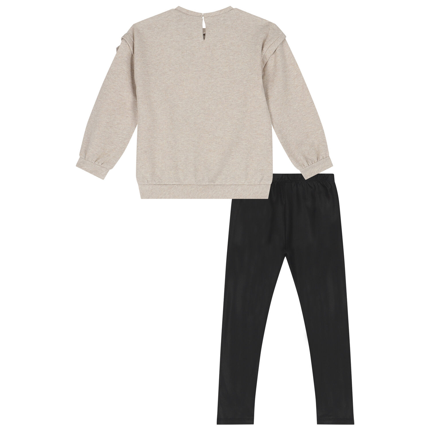 Girls Beige & Black Leggings Set, 1, hi-res