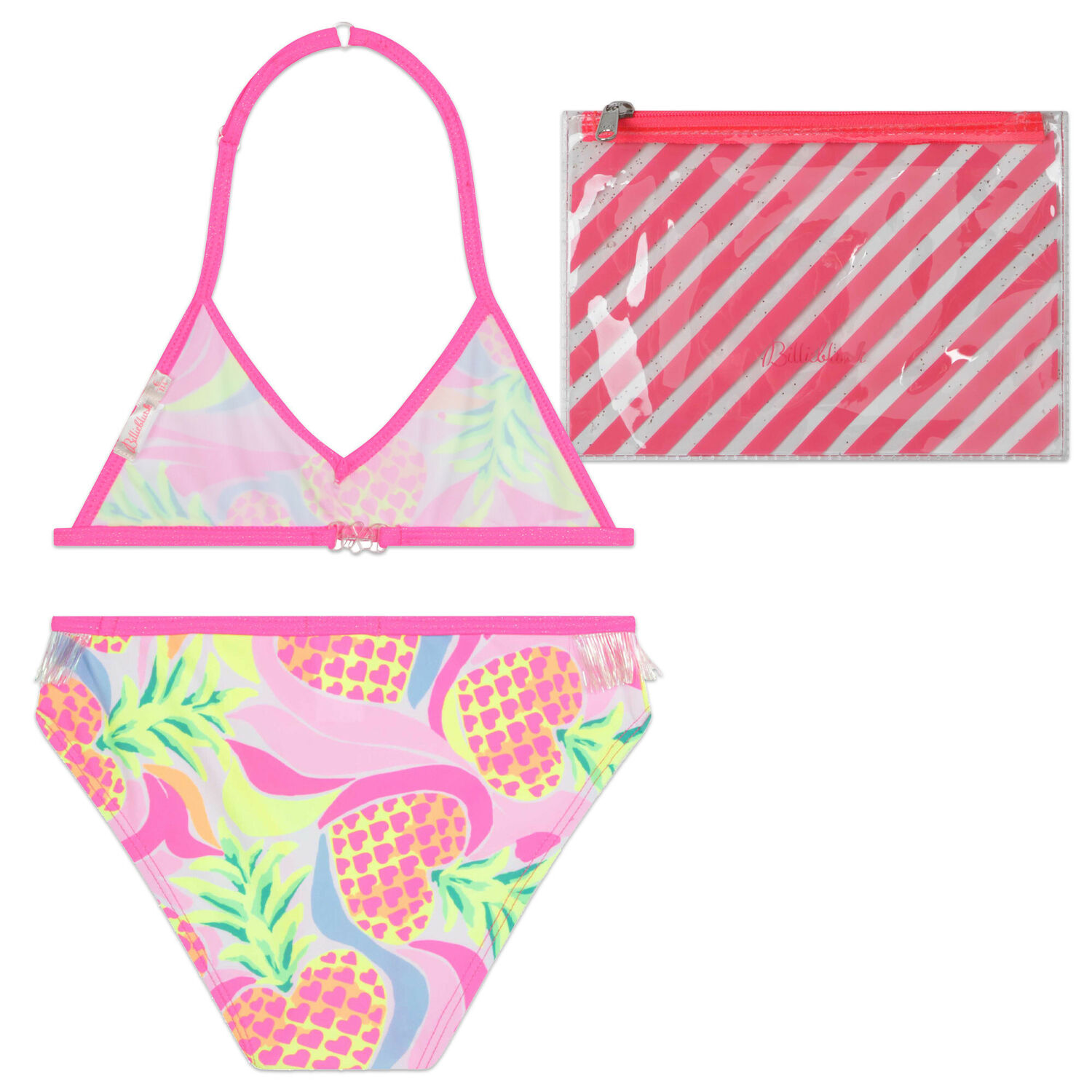 Girls Pink Pineapple Bikini, 1, hi-res