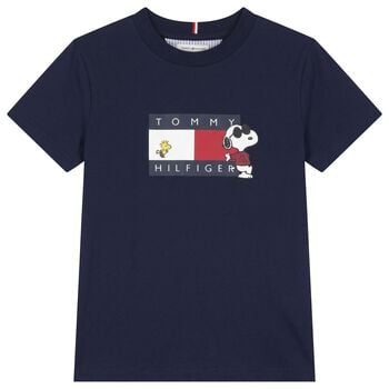 Boys Navy Blue Snoopy Logo T-Shirt