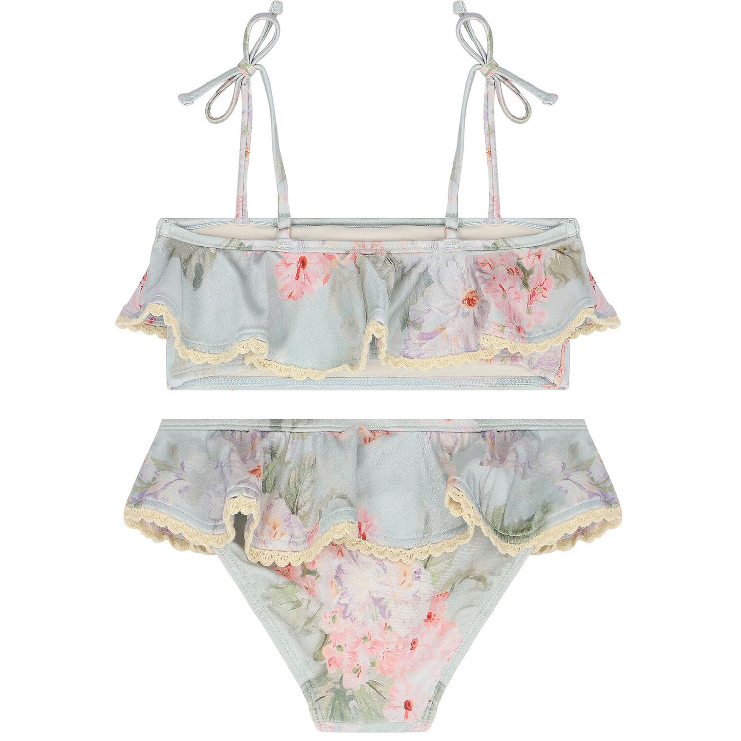 Girls Blue Floral Bikini, 1, hi-res