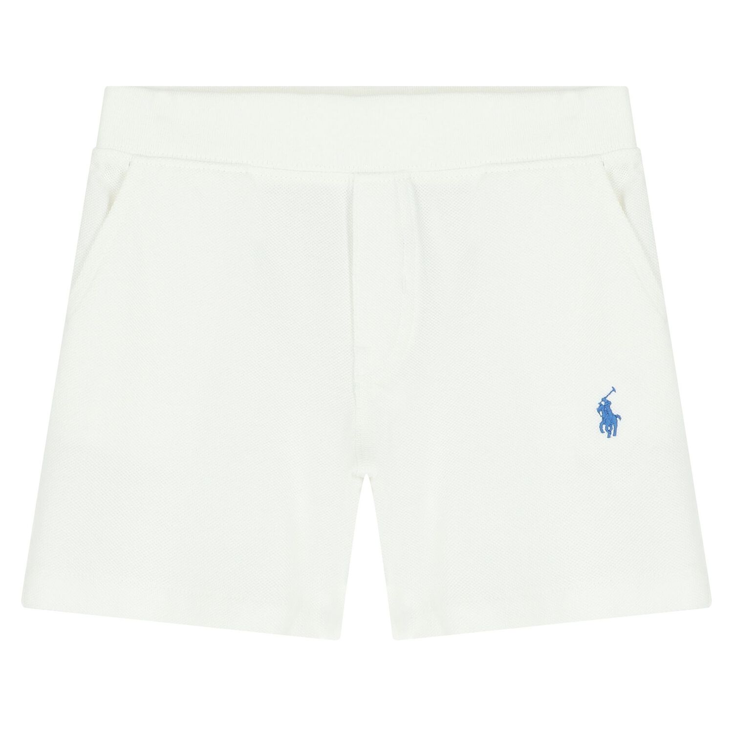 Baby Boys White & Blue Polo Bear Shorts Set, 1, hi-res