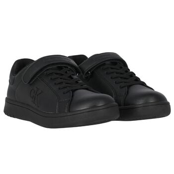 Boys Black Logo Trainers