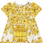 Baby Girls White & Yellow Majolica Dress Set, 1, hi-res
