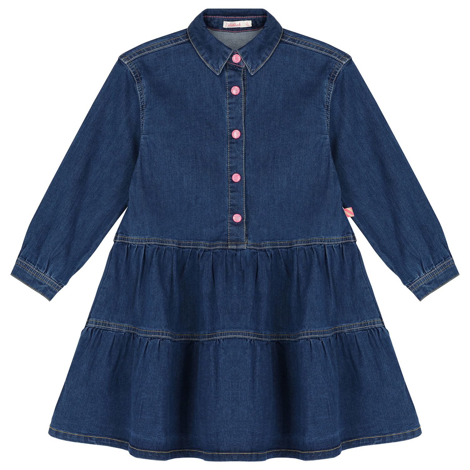 Girls Blue Logo Sequin Denim Dress, 1, hi-res