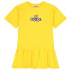 Girls Yellow Teddy Bear Logo Dress, 6, hi-res